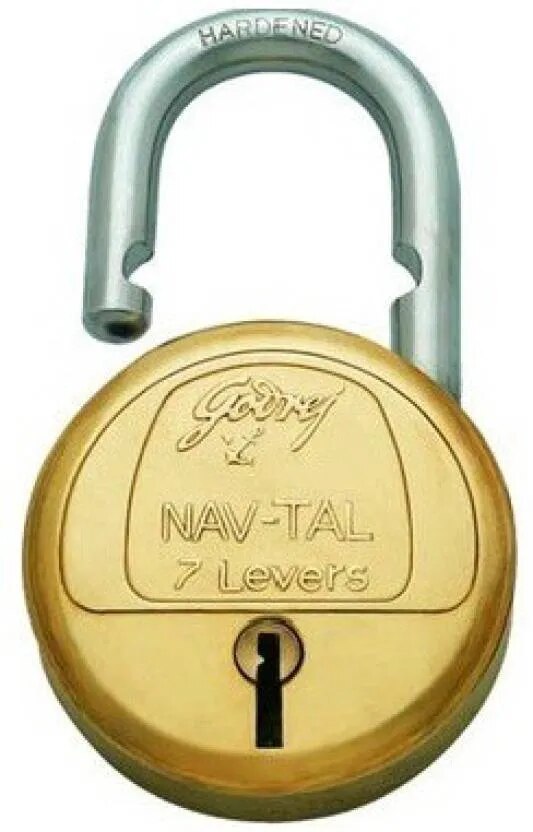 Godrej Nav-Tal 7 Levers 4 Keys Padlock (Brass) image 1