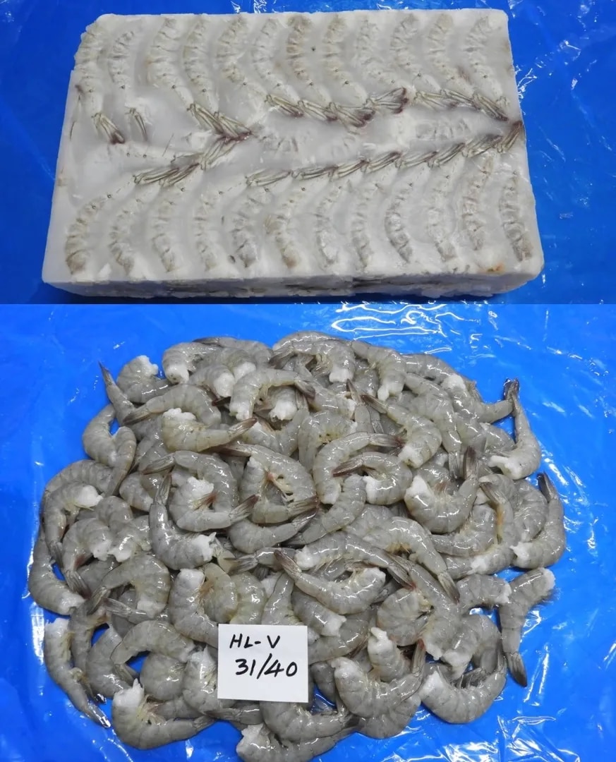 HEADLESS VANNAMEI PRAWNS & SHRIMPS (GRADE-1) - BLOCK FROZEN image 1