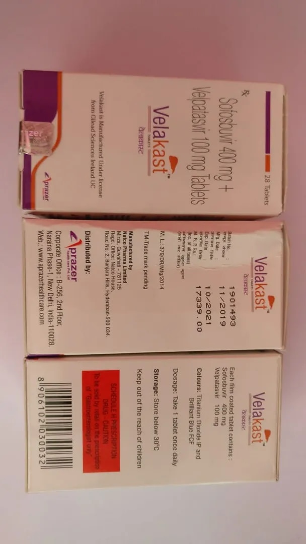 Sofosbuvir 400mg+ Velpatasvir 100mg Tablet image 1