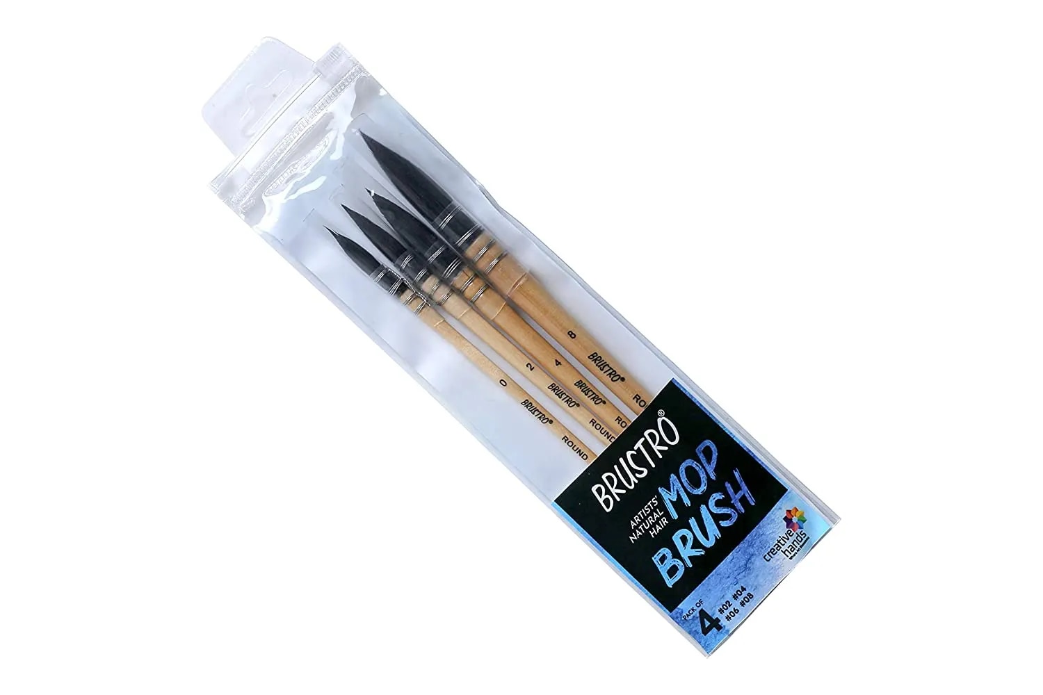 BRUSTRO Artists Natural Hair MOP Brush Set of 4 (0, 2, 4, 8) image 1