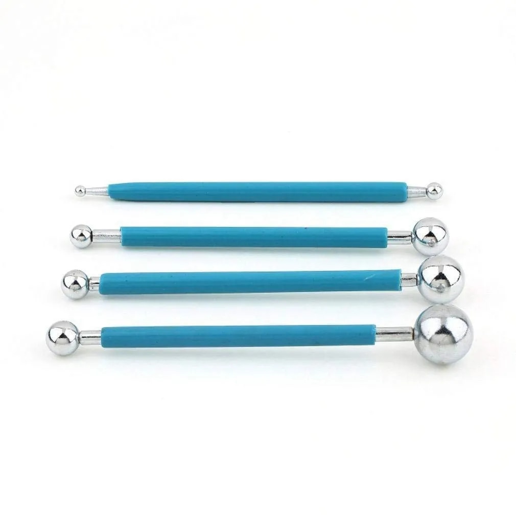 iCraft Alloy Steel Fondant Cake Flower Decorating Clay Sugarcraft Ball Modelling Cutter DIY Dot Mandala Painting Tool (Blue) -Set of 4 image 1