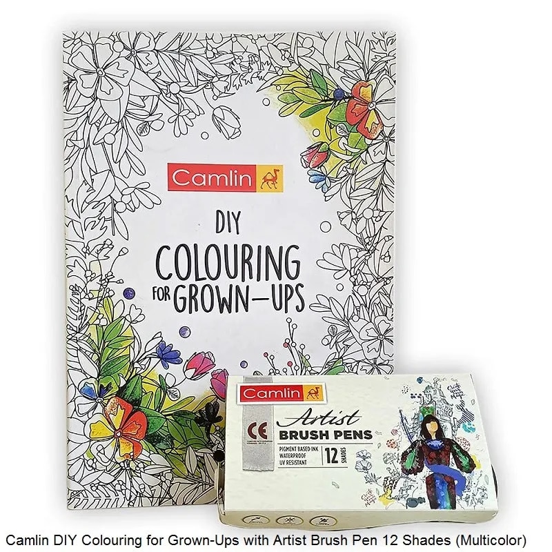 CAMLIN DIY COLOURING FOR GROWN-UPS WITH ARTIST BRUSH PEN 12 SHADES (MULTICOLOR) image 1