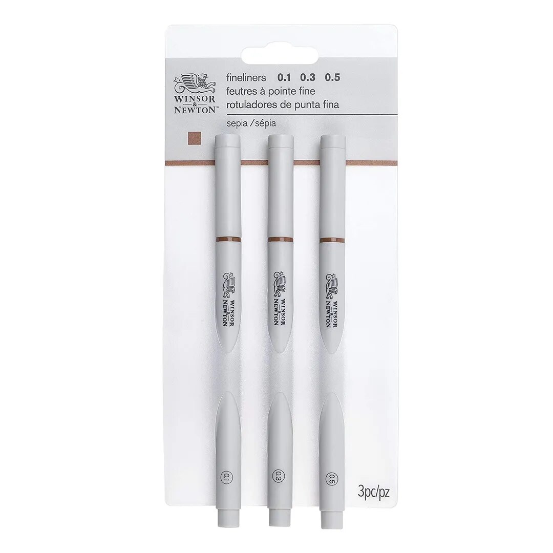 Winsor & Newton Fineliner Sepia Fine Point Pen- Assorted Set of 3 Pens image 1