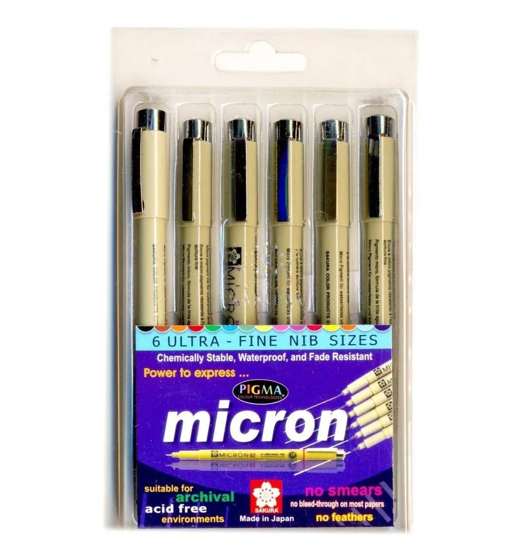 Sakura Pigma Micron Pen set of 6 pens -005,01,02,03,04,05 image 1