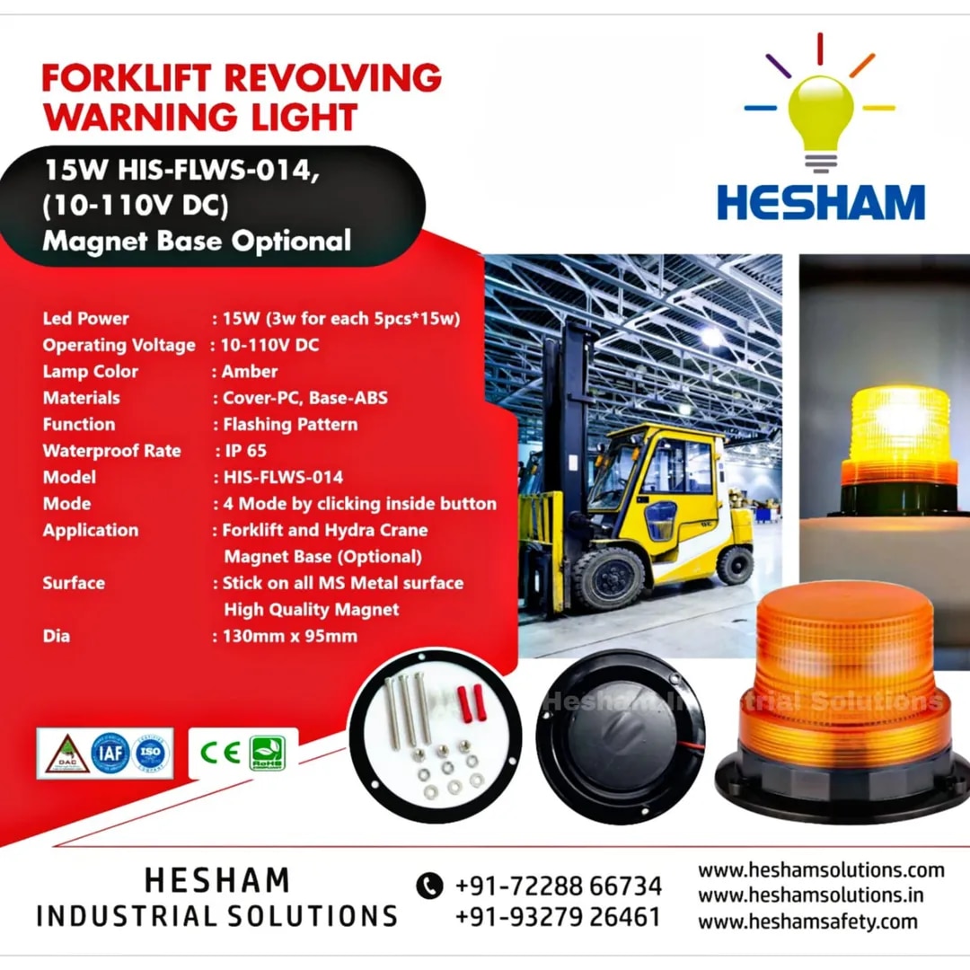Forklift Revolving Warning Light(15W HIS-FLWS-014, 10-110V DC) Magnet Base Optional image 1