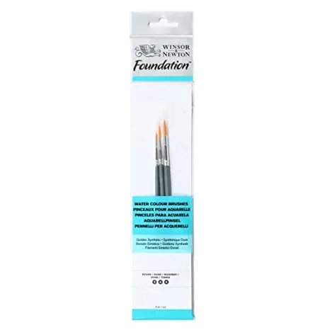 Winsor & Newton Foundation Brush Set of 3 for Watercolours - Golden Synthetic - Round 2, 4, 6 - image 1