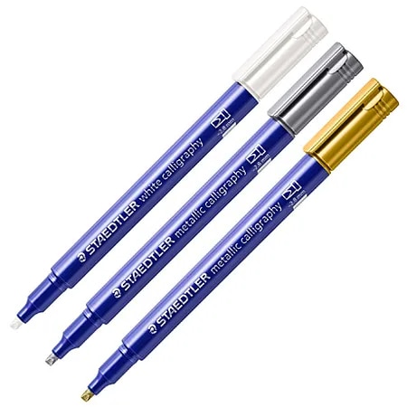 Staedtler Metallic Calligraphy GOLD/SILVER/WHITE image 1