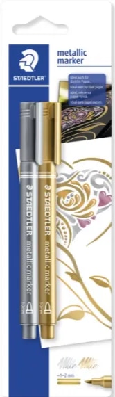 Staedtler Marker Pen GOLD/SILVER/WHITE image 1