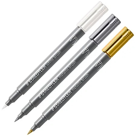 Staedtler Metallic Brush Pen gold/silver/white image 1