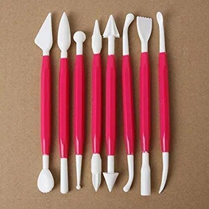 Plastic 8 Pieces 16 Shape Modelling Fondant Cake Cookie Decorating Tools Shaping Decoration Carving Moulding Sculpting Gum Paste Sugar Craft Set image 1