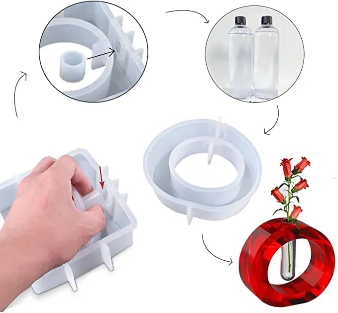 Resin Mold for Plant Propagation Station with 1 Test Tubes for Hydroponic/Flowers, Epoxy Vase Silicone Mold Resin Casting Mold, Home Office Desktop Decoration (Oval) image 1