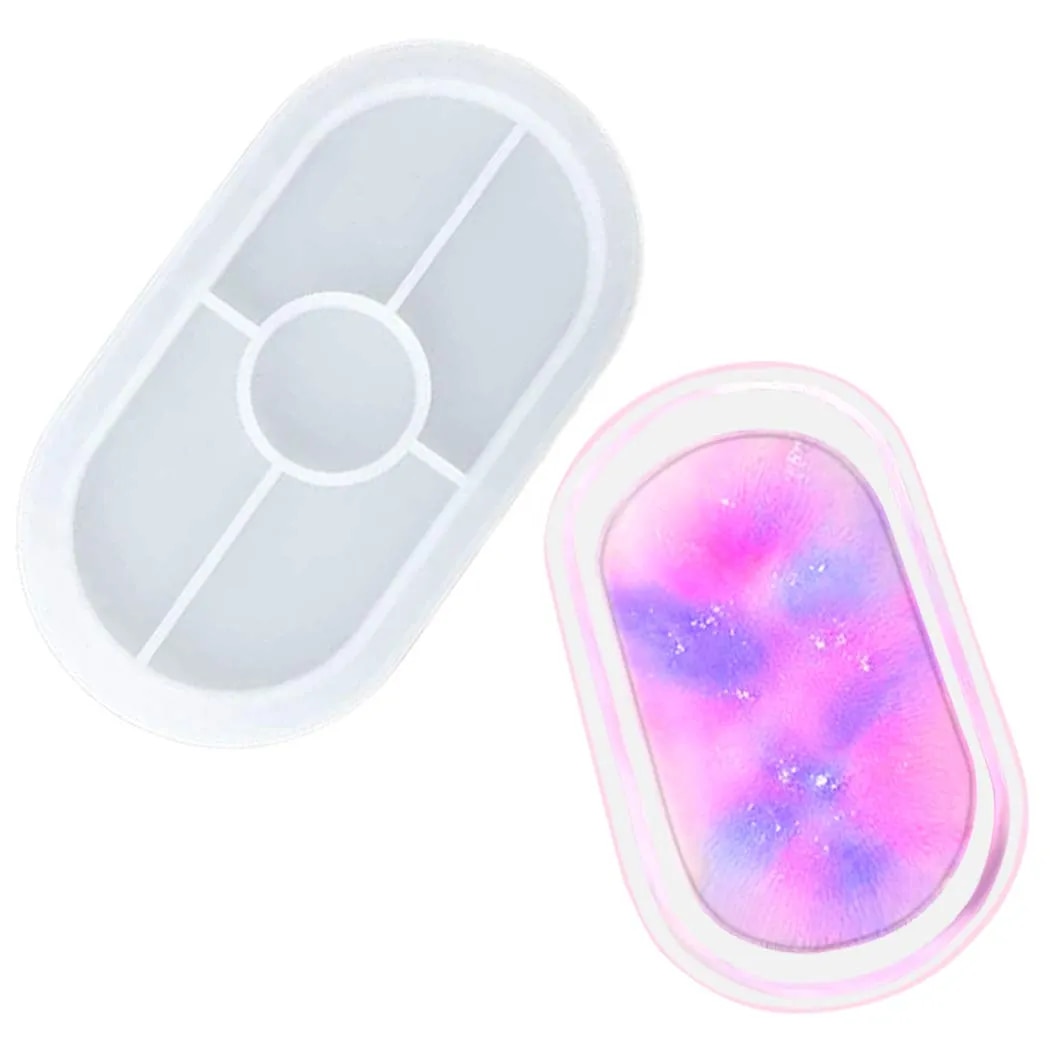 Resin Mold, Craft Jewellery Making Tools, Epoxy Mold Coaster Mold Craft Silicone Mould Jewellery Plate Dish Casting Mold (Oval, White) image 1