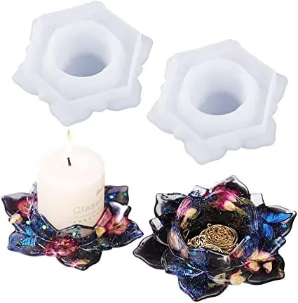 Silicone Resin Lotus Candle Mould Tealight Candle Mould Epoxy Resin Art image 1