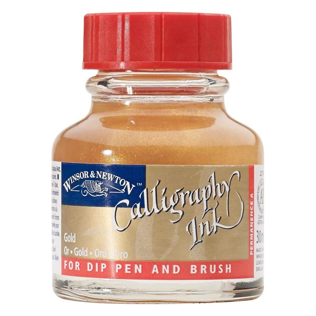 Winsor & Newton Calligraphy Ink - Bottle of 30 ML - Gold image 1