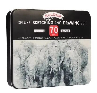 KALOUR 70 in 1 Sketch Pencil Iron Box Set Sketch Tool Set Fine Art Painting Pencil sketch pencil set image 1