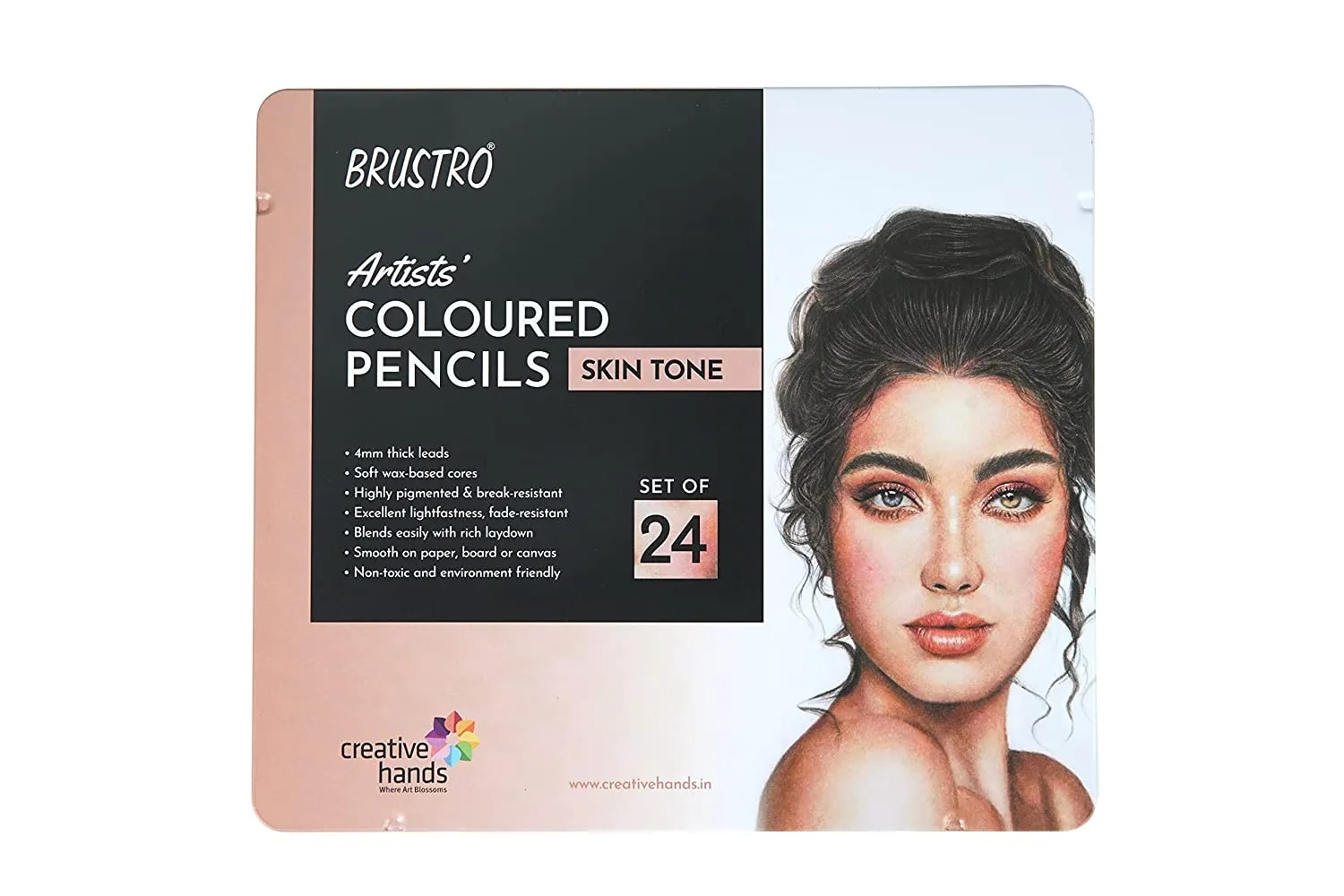 Brustro Artists' Coloured Pencils Skin Tone Set of 24 (in Elegant tin Box) image 1