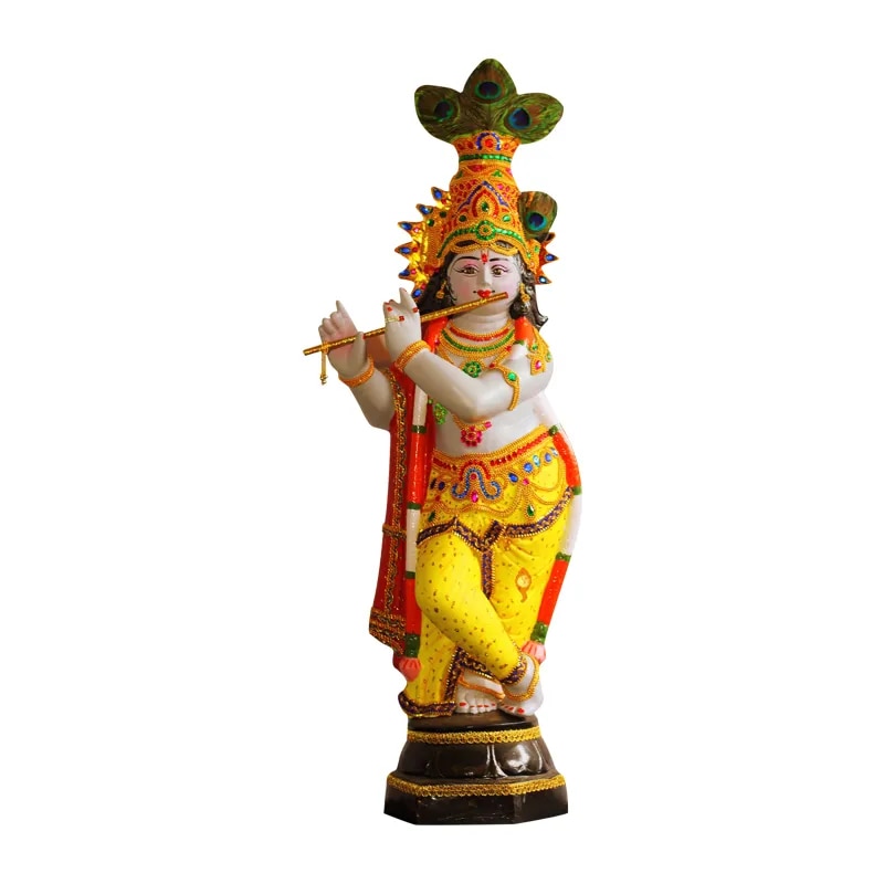 Lord krishna Statue In Fibre with flute(Height 40 inch/ 3 Feet/100 Cm) image 1