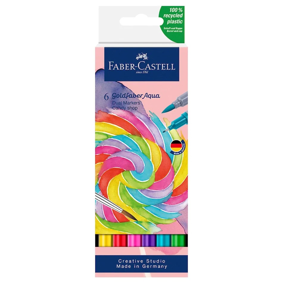 Faber-Castell Goldfaber Aqua Dual Marker Wallet of 6 Candy Shop image 1