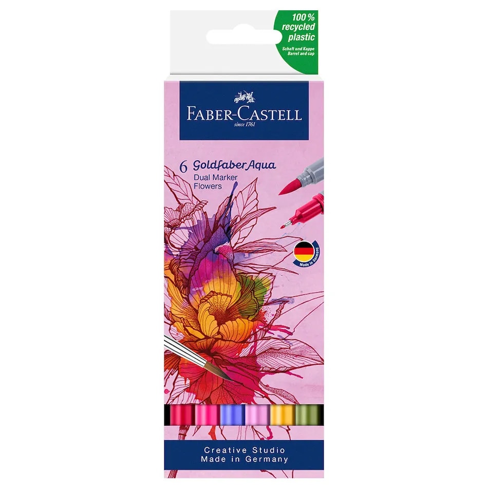 Faber-Castell Goldfaber Aqua Dual Marker Wallet of 6 FLOWERS image 1
