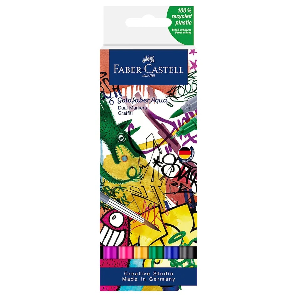 Faber-Castell Goldfaber Aqua Dual Marker Wallet of 6 Graffiti image 1
