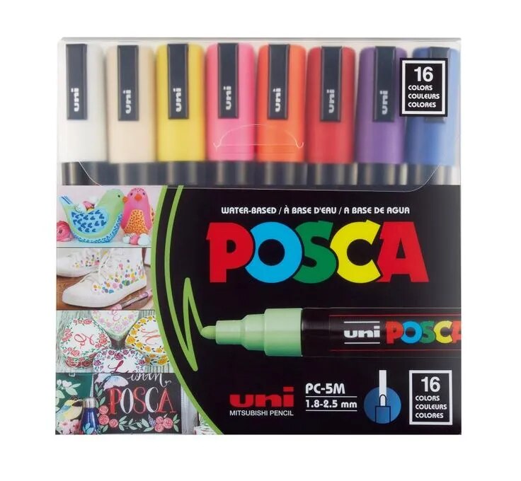 Uni Posca Paint Marker Pen - Set of 16 image 1