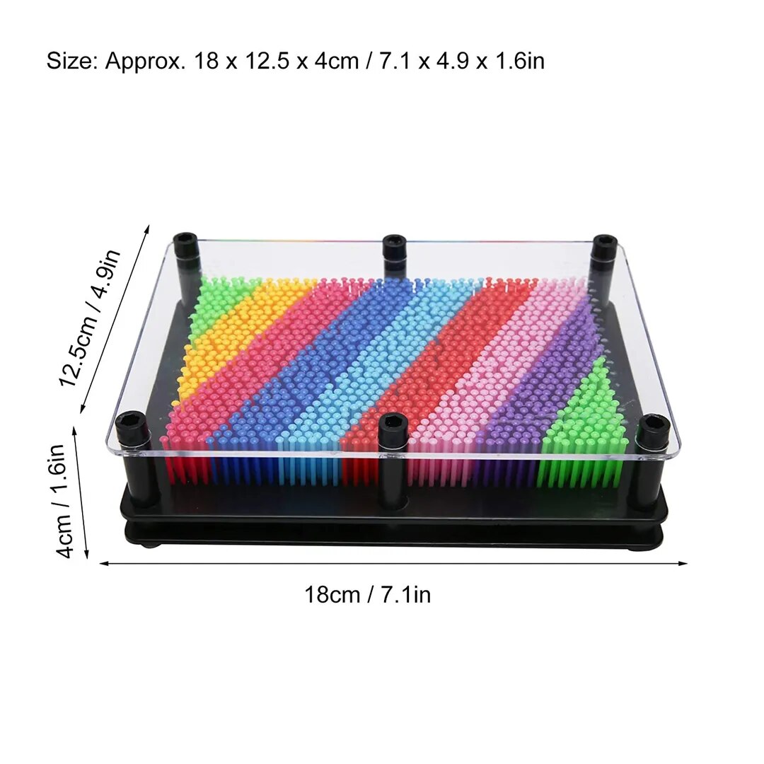 Pin Art Toy, Pin Art Toy, Transparent Frame Colorful Plastic Pins for Home Office image 1