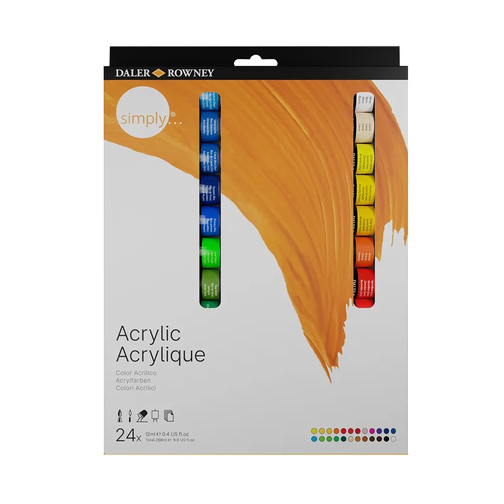 Daler Rowney Simply Acrylic Paint Set 24 x 12ml image 1