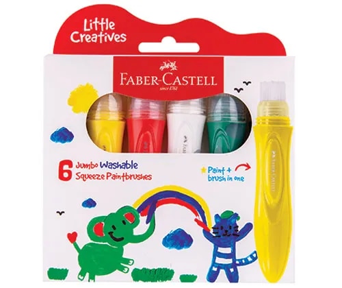 FABER CASTELL Jumbo washable squeeze paintbrushes, pack of 6 image 1