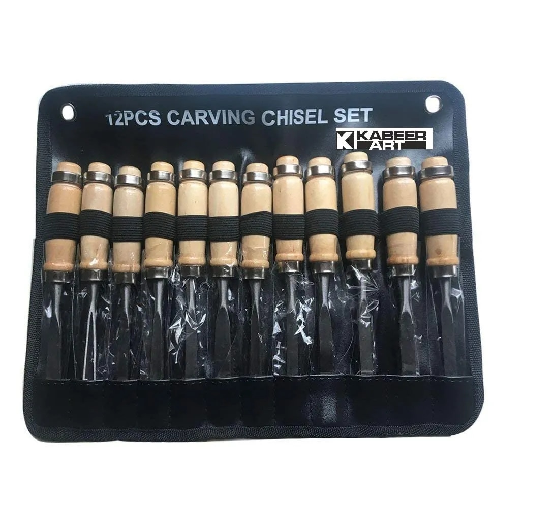 Wood Carving Chisel Set of 12 Piece Tools with Carrying Case image 1