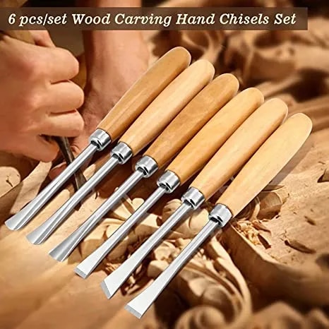 Heavy Duty 6 Pcs Wood Carving Chisel Set For Home & Professional Use image 1