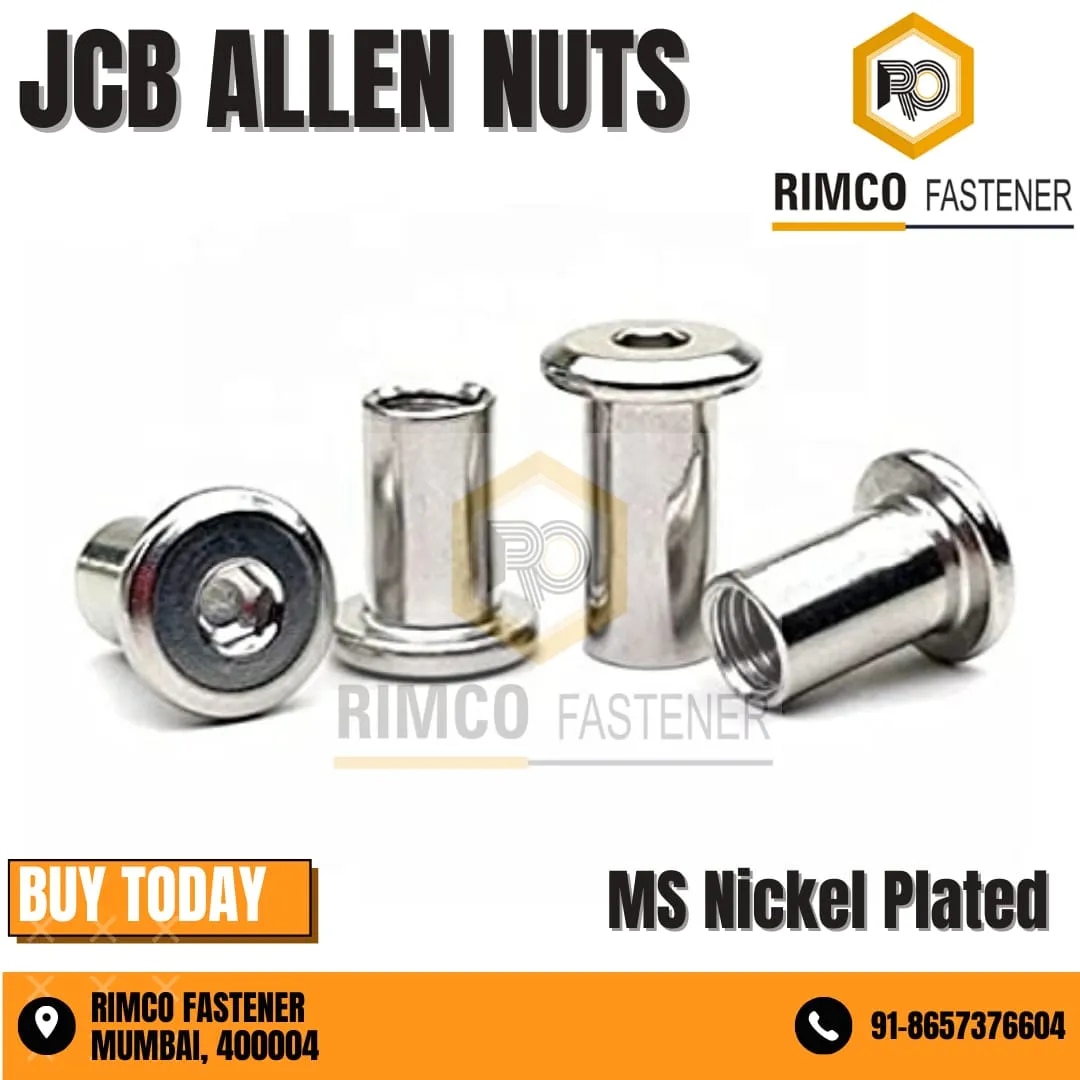 MILD STEEL NICKLE PLATED JCB ALLEN NUTS image 1