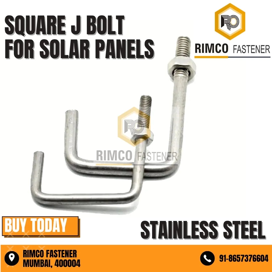 STAINLESS STEEL 304 SQUARE J BOLT FOR SOLAR PANELS image 1