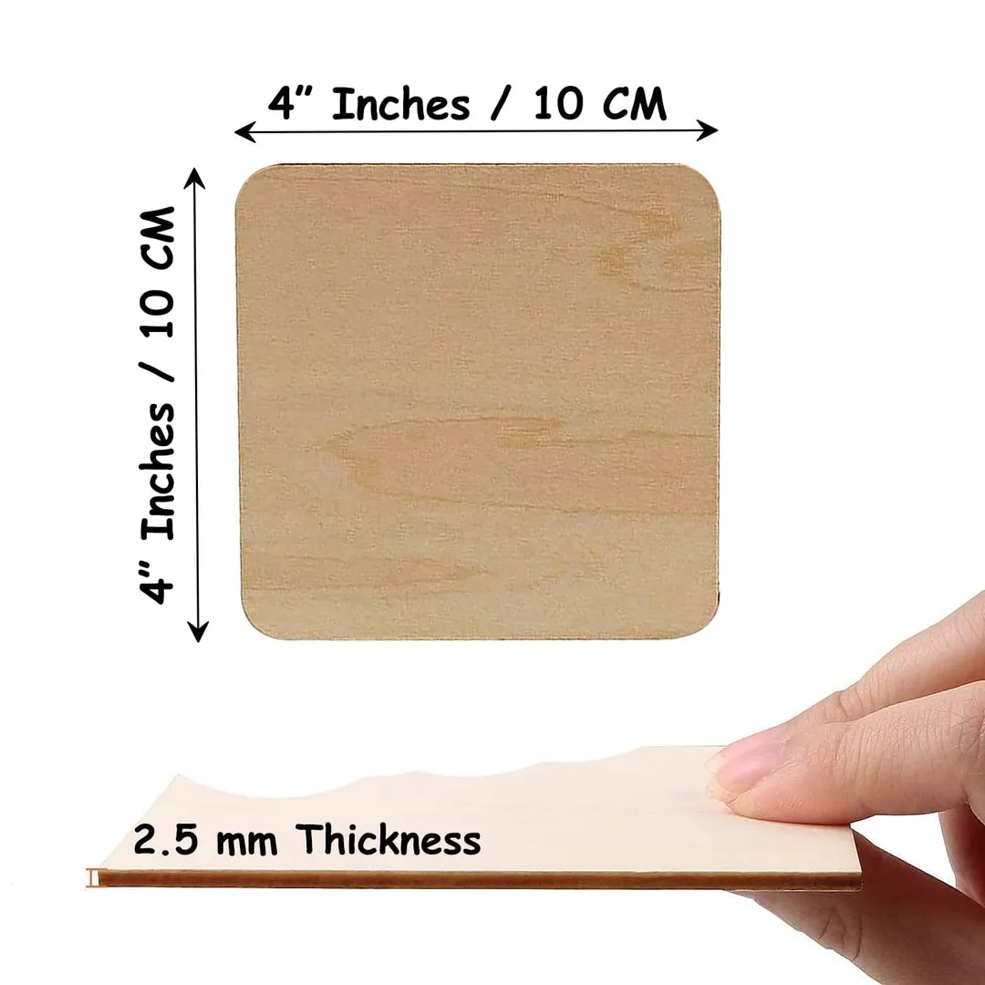 MDF Art Craft Coaster 4" Inch Square SET OF 10 image 1