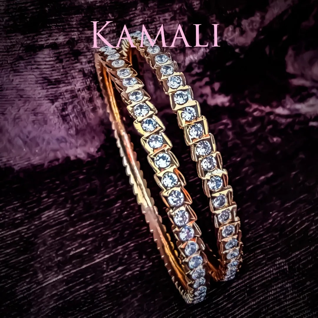 White Stone Impon Bangles image 1