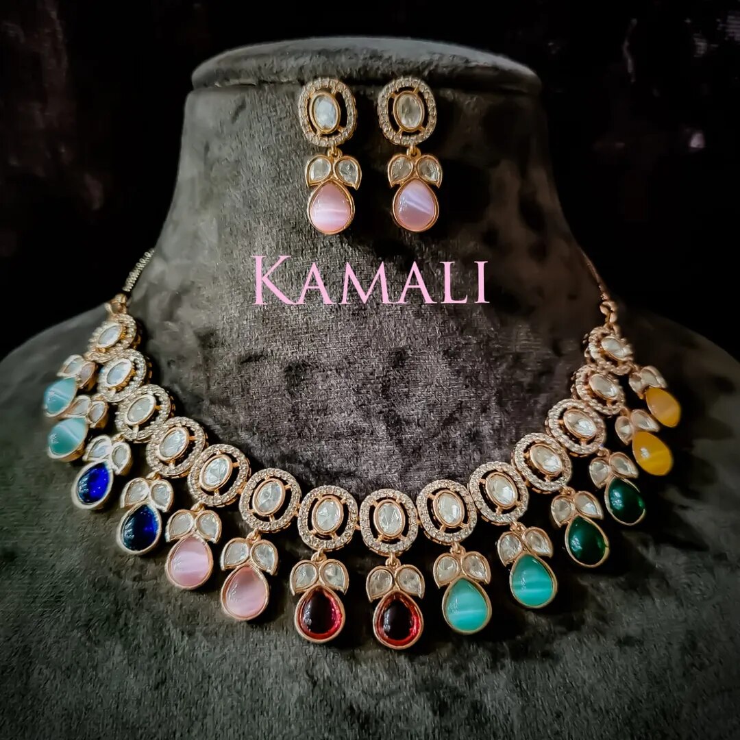 Victorian Mozanite Kundan Necklace image 1