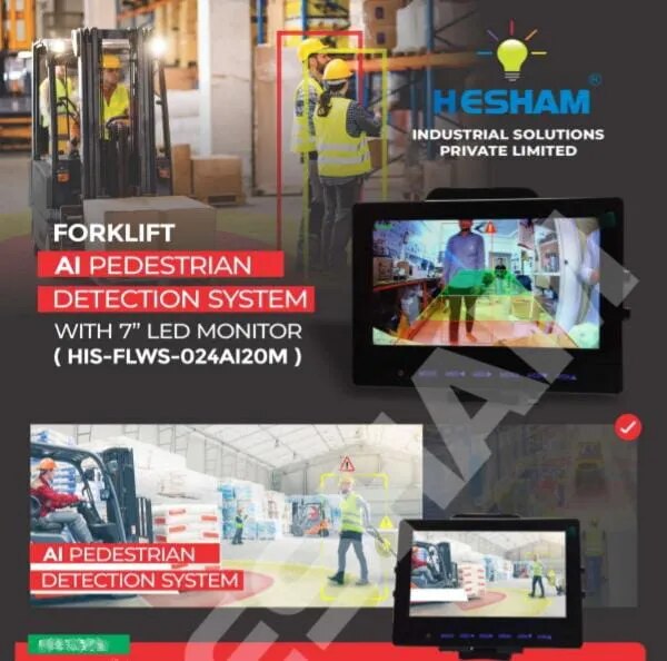 HIS-FLWS-024AI20M Forklift AI Pedestrian Detection System with 7in LED Monitor image 1