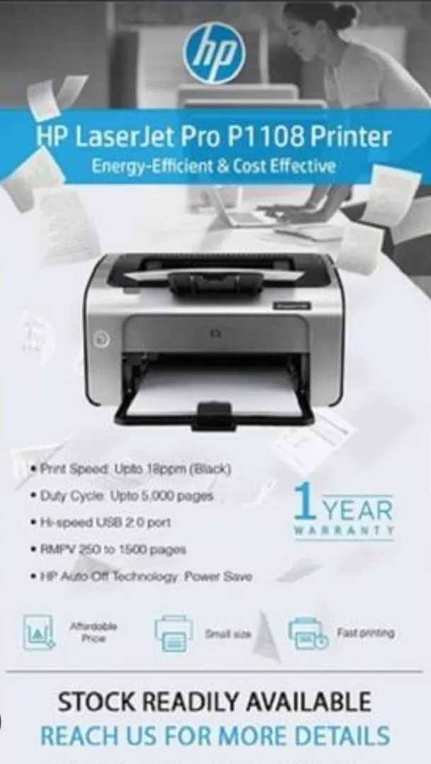 Hp Laserjet P1108 Monochrome Single Function Printer image 1
