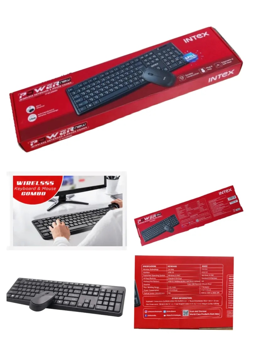Intex IT-WLKBM01 POWER Wireless Keyboard & Mouse Combo Set(Black) image 1