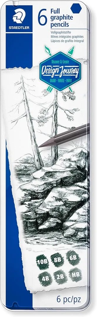 STAEDTLER Mars Lumograph pure graphite 100G M6 Full Graphite High'Quantity Shading Pencils Pack of 6 Pcs image 1