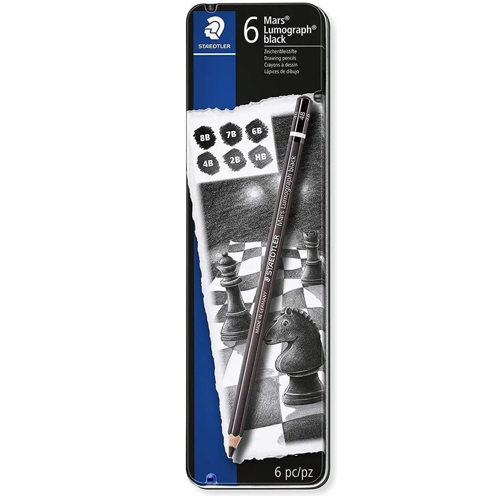 Staedtler Mars Lumograph Artists Pencils-Pack Of 6|Black image 1
