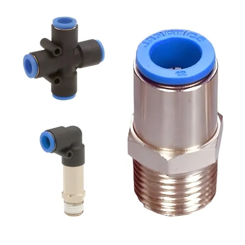 Self Sealing, Cross Union & Plug Fittings - M5, 1/8, 1/4, 3/8, 1/2, 3/4, 1” image 1