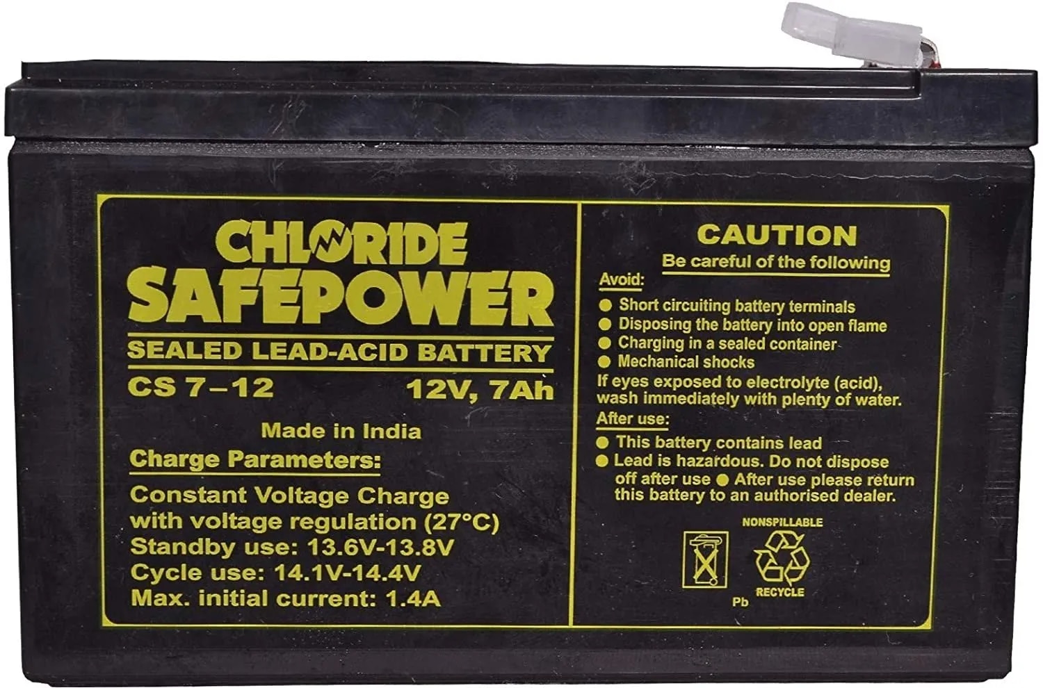 Exide Battery 12V/7 AH ( CHLORIDE) image 1