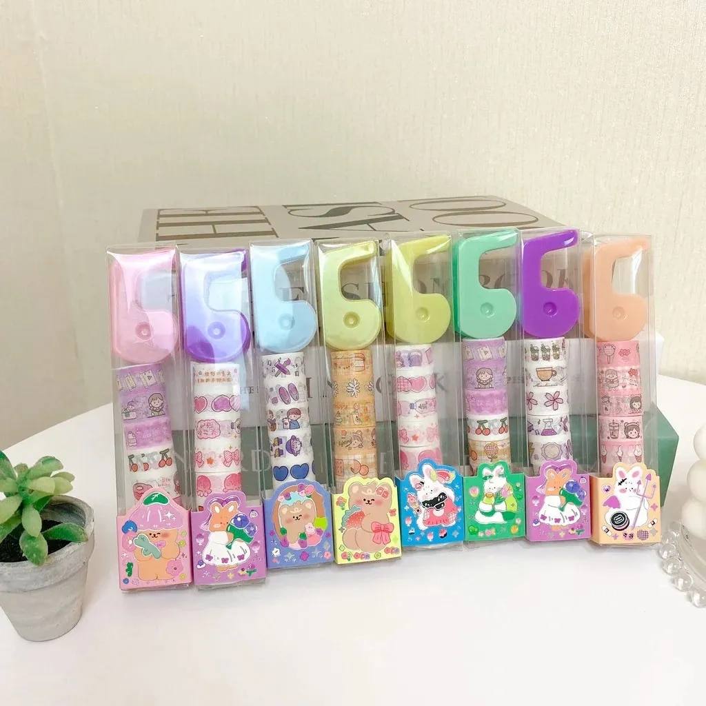 Washi Sticker Tape Rolls with Dispenser for ArtCraft image 1