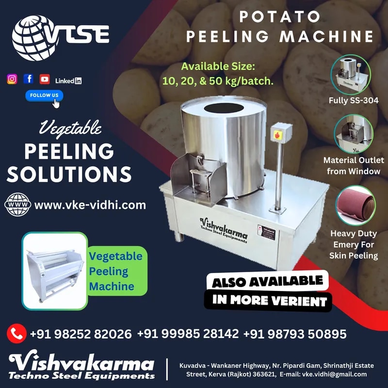 otato Peeling Machine | Commercial Potato Peeler Machine | SS 304 Vegetable Peeling Machine | VTSE image 1