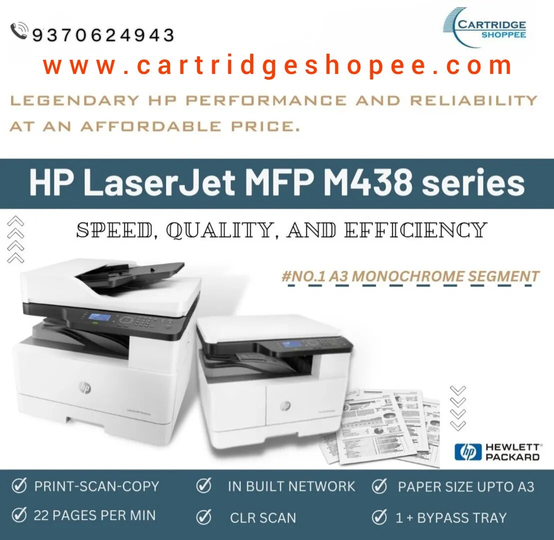 HP LaserJet MFP M438nda Printer A3 All-in-One Monochrome Laser Photo Copier Machine Printer with Network, Duplex & ADF image 1