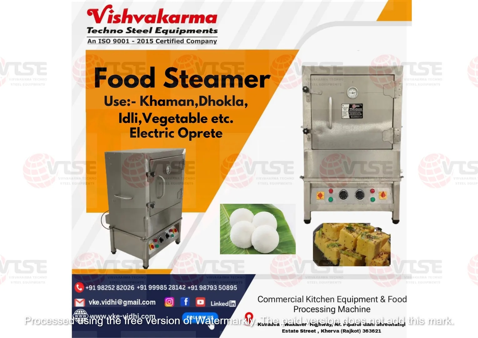 Commercial Food Steamer Khaman Dhokla Machine | SS 304 Dhokla Steamer | VTSE image 1