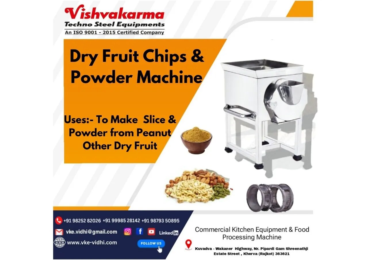 Dry Fruit Chips Slicer & Powder Machine | Commercial Dry Fruit Cutting & Grinding Machine | VTSE image 1
