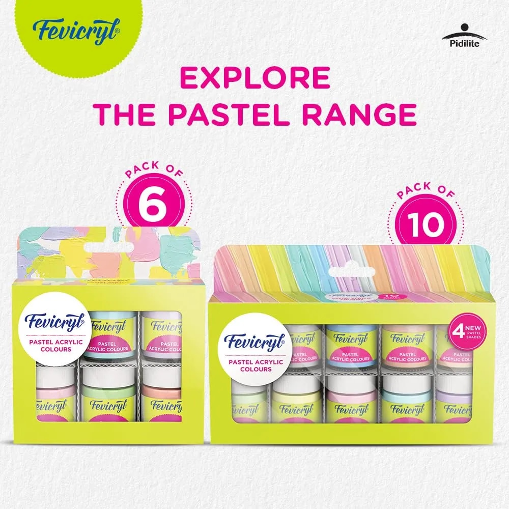 Fevicryl Multi Surface Pastel Acrylic Color Kit 6 Shade & 10 Shade 15 ml image 1
