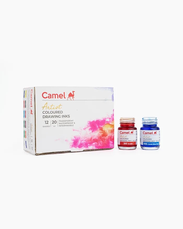 Camel Coloured Drawing Inks (Pack of 12 Shades in 20 Ml) image 1