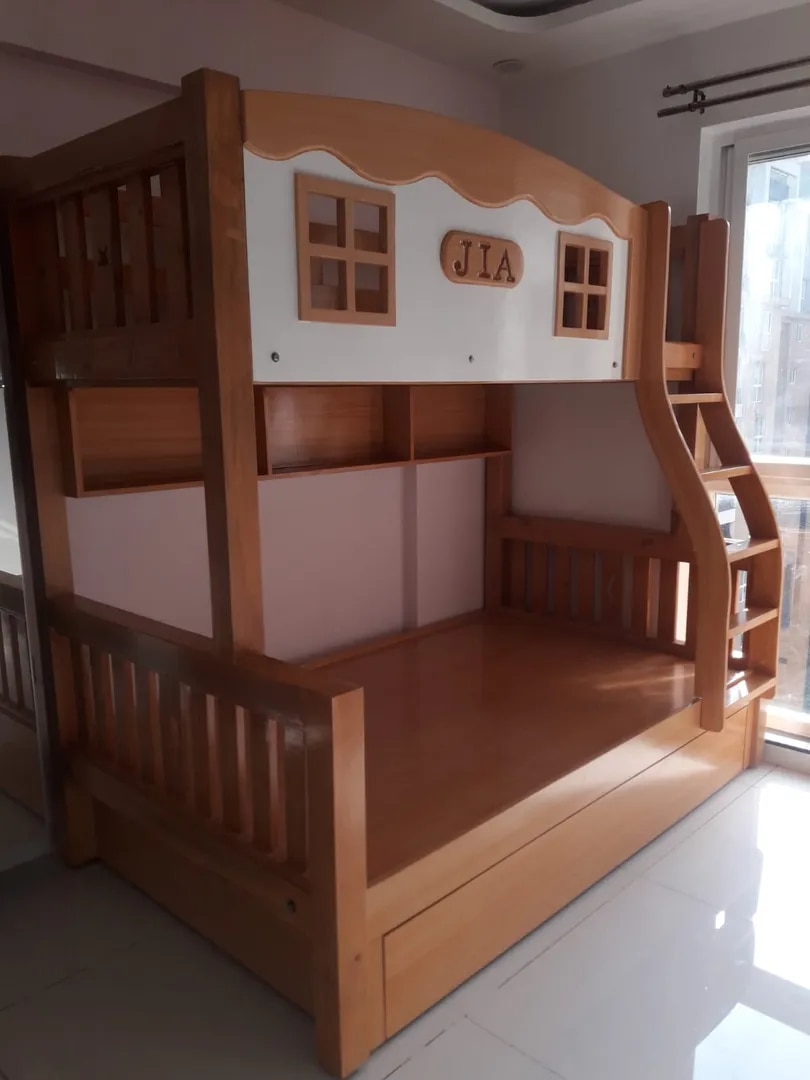 KIDS WOODEN BUNK BED image 1